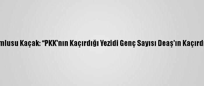 Kdp Sincar Sorumlusu Kaçak: “PKK'nın Kaçırdığı Yezidi Genç Sayısı Deaş'ın Kaçırdıklarından Fazla”