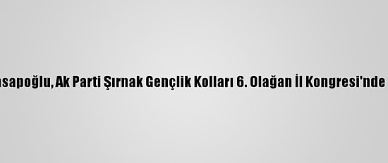 Bakan Kasapoğlu, Ak Parti Şırnak Gençlik Kolları 6. Olağan İl Kongresi'nde Konuştu: