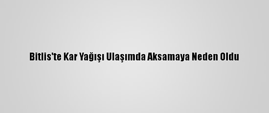 Bitlis'te Kar Yağışı Ulaşımda Aksamaya Neden Oldu