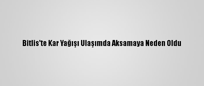 Bitlis'te Kar Yağışı Ulaşımda Aksamaya Neden Oldu