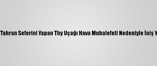 İstanbul-Tahran Seferini Yapan Thy Uçağı Hava Muhalefeti Nedeniyle İniş Yapamadı