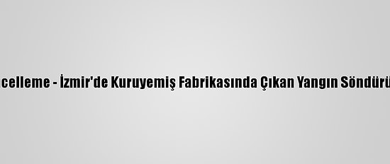 Güncelleme - İzmir'de Kuruyemiş Fabrikasında Çıkan Yangın Söndürüldü