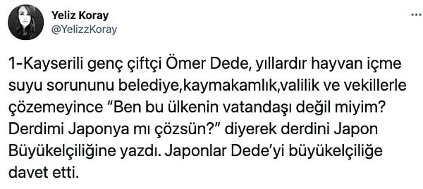 Çiftçi Ömer Dede'nin hikayesini gazeteci Yeliz Koray Twitter hesabından paylaştı.