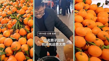 4 Çinli, Ek Bagaj Ücreti Ödememek İçin Yanlarındaki 30 Kilo Portakalı Yedi: 'Bir Daha Asla...'