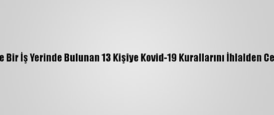 Kocaeli'de Bir İş Yerinde Bulunan 13 Kişiye Kovid-19 Kurallarını İhlalden Ceza Verildi
