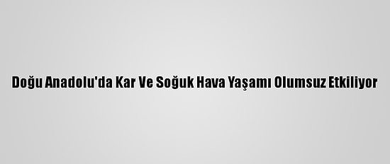 Doğu Anadolu'da Kar Ve Soğuk Hava Yaşamı Olumsuz Etkiliyor