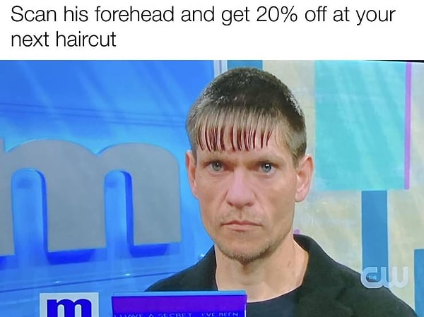 1. "Отсканируй челку и получи скидку 20% на свою следующую стрижку".