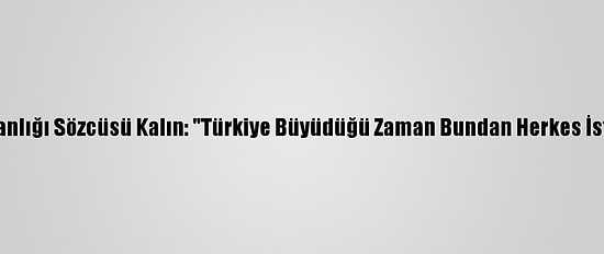 Cumhurbaşkanlığı Sözcüsü Kalın: "Türkiye Büyüdüğü Zaman Bundan Herkes İstifade Ediyor"