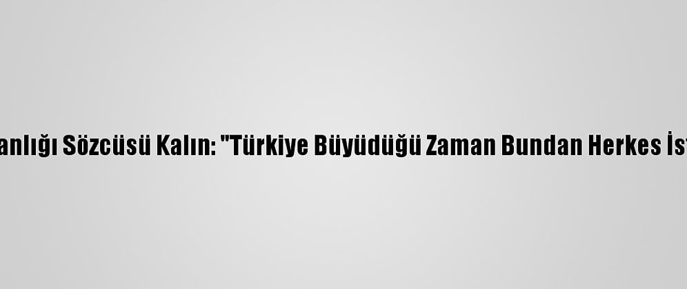 Cumhurbaşkanlığı Sözcüsü Kalın: "Türkiye Büyüdüğü Zaman Bundan Herkes İstifade Ediyor"