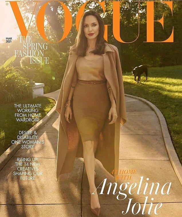 Güzeller güzeli oyuncu ve yardımsever Angelina Jolie, Vogue İngiltere dergisinin mart sayısına kapak oldu.