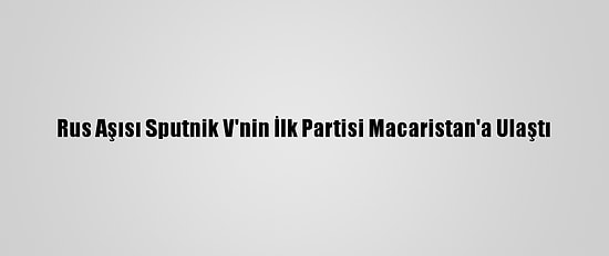 Rus Aşısı Sputnik V'nin İlk Partisi Macaristan'a Ulaştı