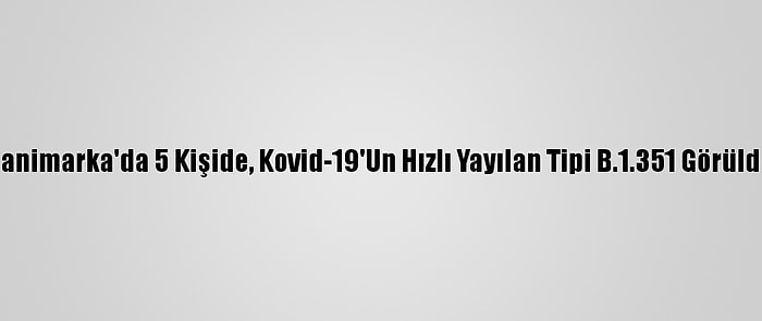 Danimarka'da 5 Kişide, Kovid-19'Un Hızlı Yayılan Tipi B.1.351 Görüldü