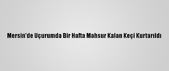 Mersin'de Uçurumda Bir Hafta Mahsur Kalan Keçi Kurtarıldı