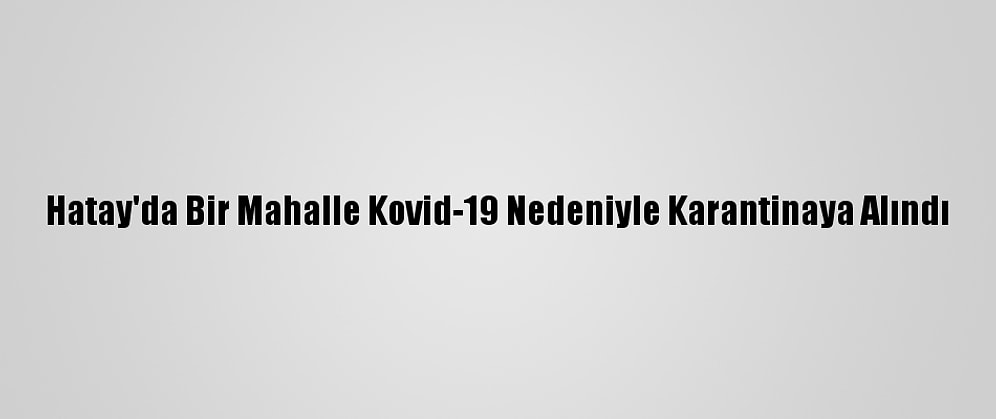 Hatay'da Bir Mahalle Kovid-19 Nedeniyle Karantinaya Alındı