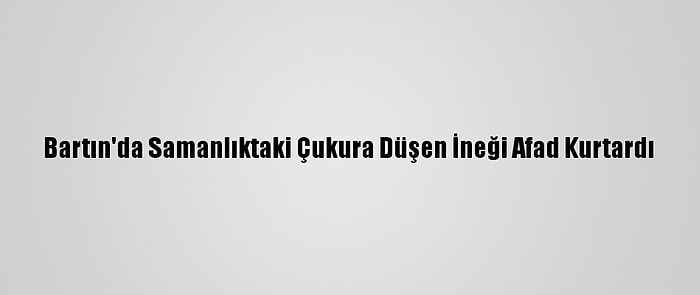 Bartın'da Samanlıktaki Çukura Düşen İneği Afad Kurtardı