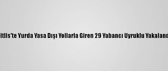 Bitlis'te Yurda Yasa Dışı Yollarla Giren 29 Yabancı Uyruklu Yakalandı