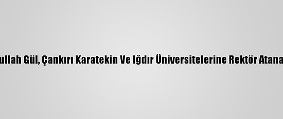 Abdullah Gül, Çankırı Karatekin Ve Iğdır Üniversitelerine Rektör Atanacak