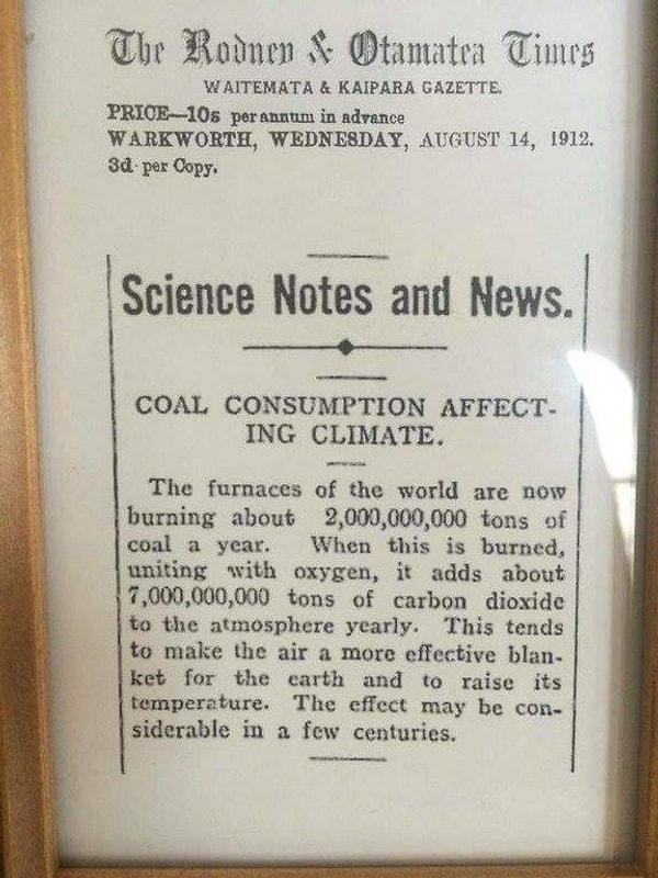 5. 107 yıl öncesinden, küresel ısıma konusunda uyaran bir gazete parçası.