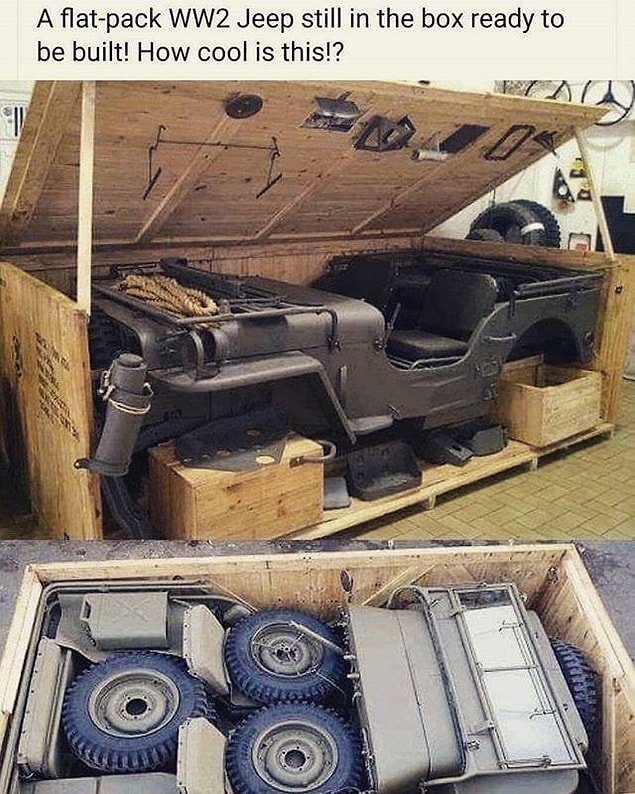 20. İkinci Dünya Savsşı sırasında demonte şekilde gönderilen Jeep'ler.