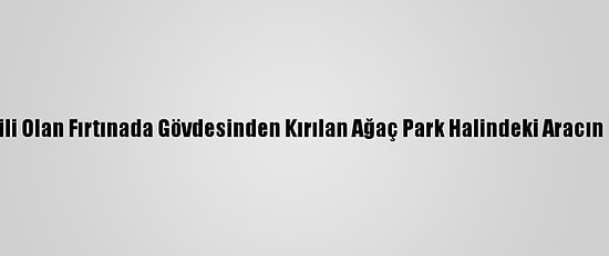 Manisa'da Etkili Olan Fırtınada Gövdesinden Kırılan Ağaç Park Halindeki Aracın Üzerine Düştü