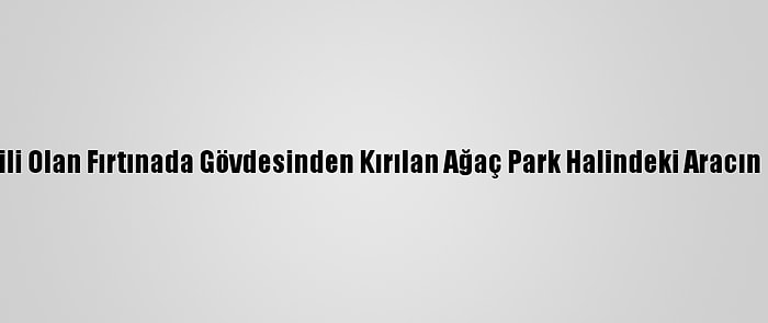 Manisa'da Etkili Olan Fırtınada Gövdesinden Kırılan Ağaç Park Halindeki Aracın Üzerine Düştü