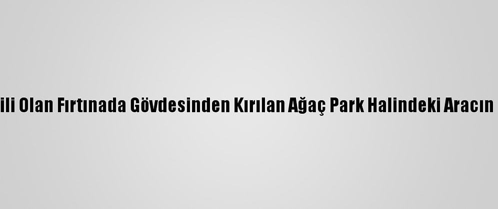 Manisa'da Etkili Olan Fırtınada Gövdesinden Kırılan Ağaç Park Halindeki Aracın Üzerine Düştü