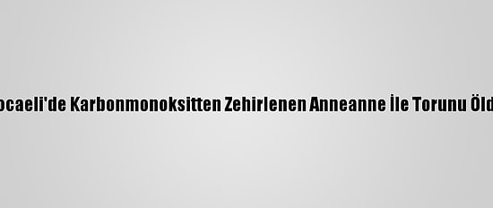 Kocaeli'de Karbonmonoksitten Zehirlenen Anneanne İle Torunu Öldü