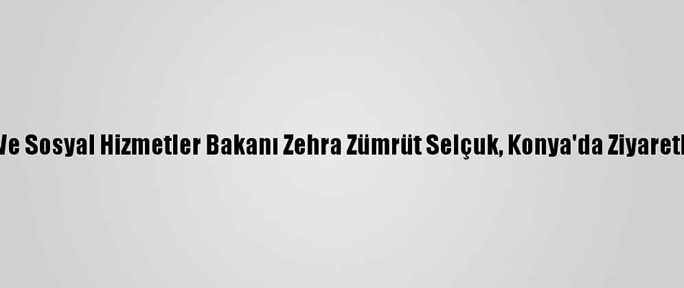 Aile, Çalışma Ve Sosyal Hizmetler Bakanı Zehra Zümrüt Selçuk, Konya'da Ziyaretlerde Bulundu