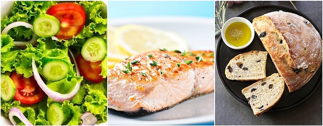 Salata - somon - zeytinli ekmek!