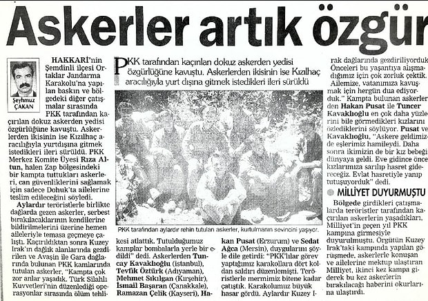 Ailelerle tekrar Kuzey Irak'a giden ikinci heyet Zap Kampı'nda Rıza Altun'la görüşür ve diğer  askerleri de teslim alır.  09 Aralık 1996 Pazartesi günü PKK, rehin tuttuğu 8 askeri serbest bırakır.