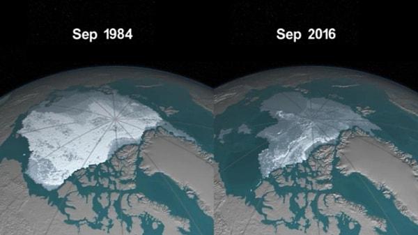 14. Arktika'daki buzulların erimesi düşündüğümüzden çok daha hızlı gerçekleşiyor gibi görünüyor: