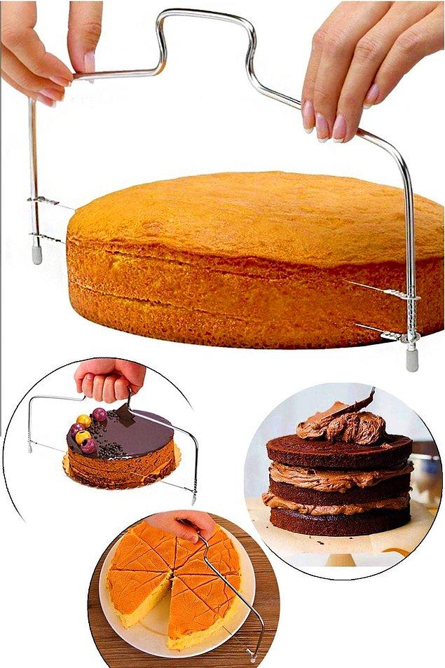 13. Pastanın kekini pişirdik... Eee onu nasıl düzgünce keseceğiz peki?