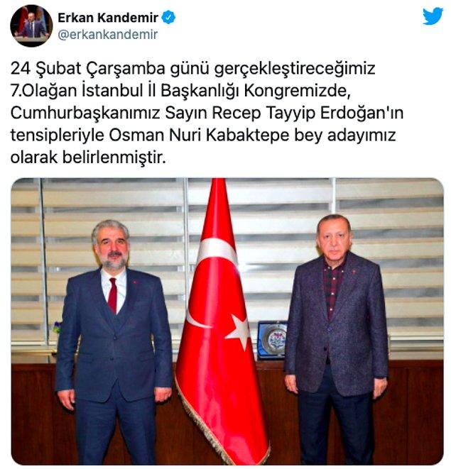 Twitter'dan açıklama yapan Erkan Kandemir şu ifadeleri kullandı: