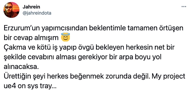 Jahrein cephesinde ise Erzurum'un yapımcısından gelen mesaj konuşuluyordu.