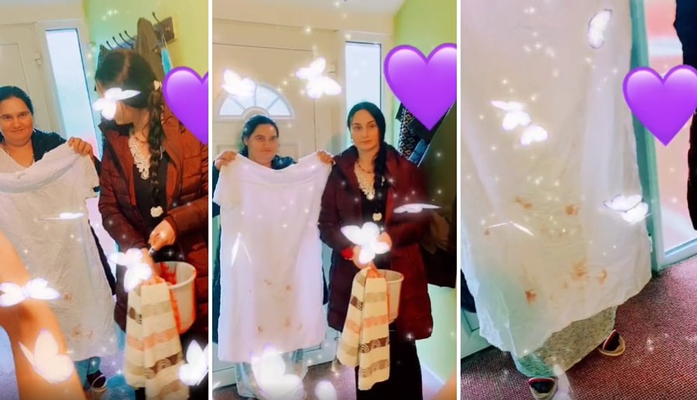 Gelini Yanına Alan Kaynana, Bakire Olduğunu Kanıtlamak İçin Gerdek Gecesinden Kalma Kanlı Çarşafla Sunum Yaptı