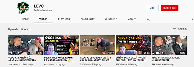 Levent Balım, YouTube'da çeşitli oyun videoları çeken ve vlog yayınlayan bir YouTuber.