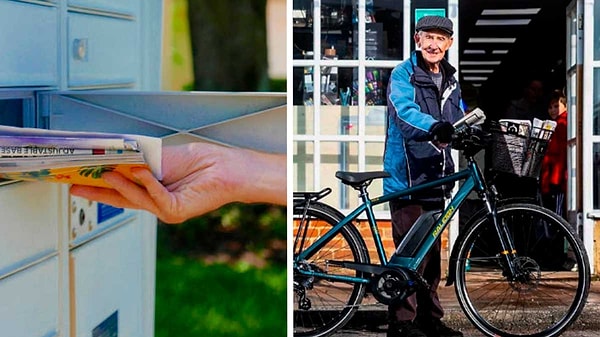 4. Недавно Джордж стал подумывать о том, чтобы уйти из профессии, потому что ему стало трудно ездить на велосипеде...И тут про него прознали две крупные компании, производящие электровелосипеды, - Raleigh и Evans Cycles - и подарили ему нового железного коня!