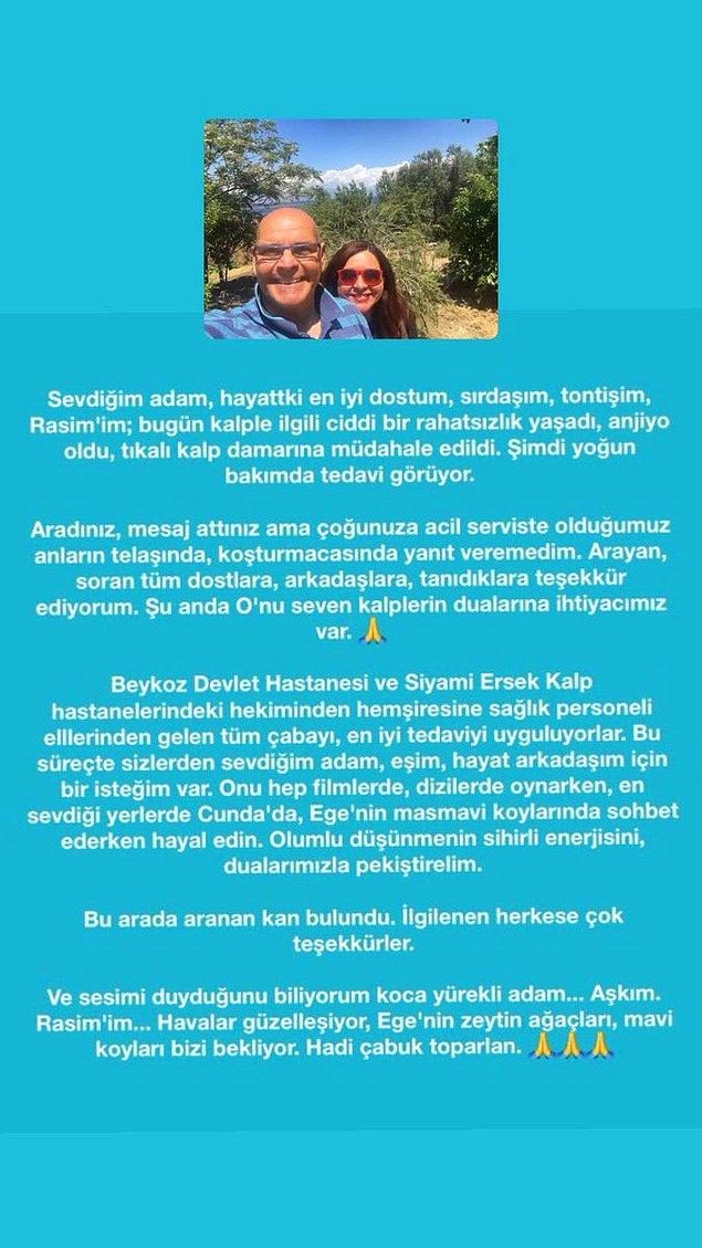Rasim Öztekin'in eşi Esra Kazancıbaşı Öztekin de sevgili eşi için dün duygu dolu şu cümleleri yazmıştı...
