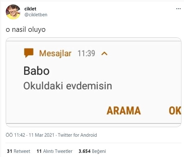 1. Yine mi odanda okul var?
