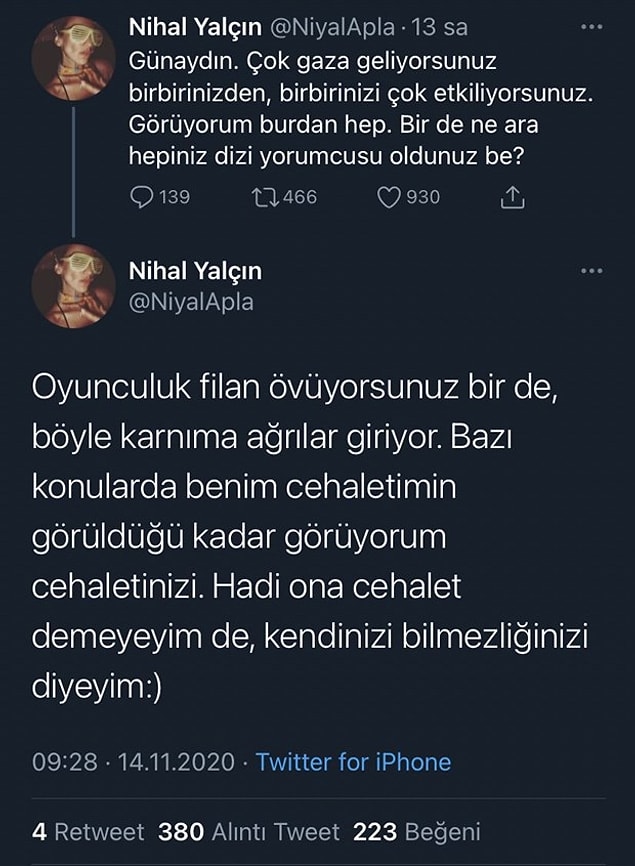 Son olarak, Bir Başkadır dizisinde kendisine verileceği söylenen rol Öykü Karayel'e verilip beğenilince böyle bir tepki göstermişti hatırlarsanız.