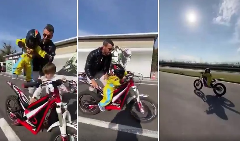 Kenan Sofuoğlu'nun 2 Yaşındaki Çocuğu Tek Başına Motosiklet Kullandı