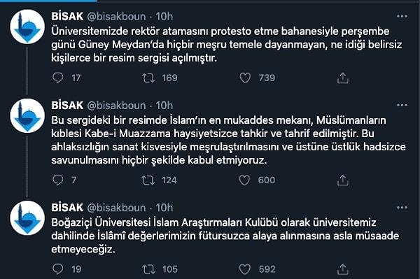 Boğaziçi Üniversitesi İslam Araştırmaları Kulübü’nün Twitter'dan yaptığı bu paylaşımla birlikte öğrencilere tepkiler çığ gibi büyümüştü. Yeni Şafak gazetesi de Twitter hesabından öğrencileri hedef göstermişti.
