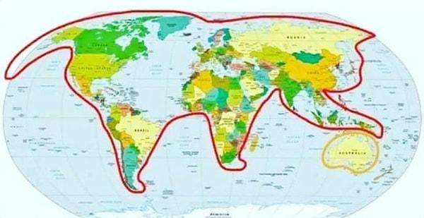20. Dünya haritasındaki karalar etraflarından birleştirildiğinde Avustralya'yla oynayan bir kedi varmış gibi görünür.