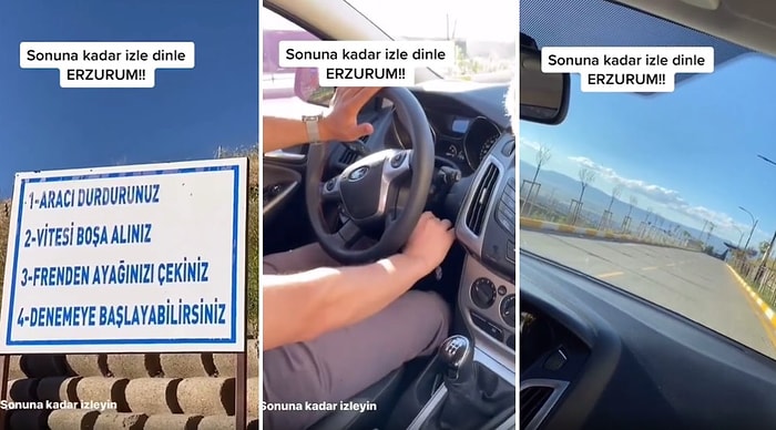 Erzurum'da Bulunan 'Gizemli Yol': Arabalar Kontak Kapalıyken Kendi Kendine Rampa Yukarı mı Çıkıyor?