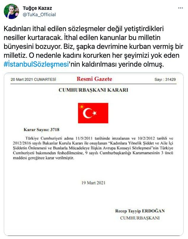 Şapka devrimi için "kurban verdik" diyen, İstanbul Sözleşmesinin anlamsızlığını savunan Tuğçe Kazaz birçok kişinin hâlâ daha kafasında oturtamadığı ve anlam deryasından çok uzak bir figür.