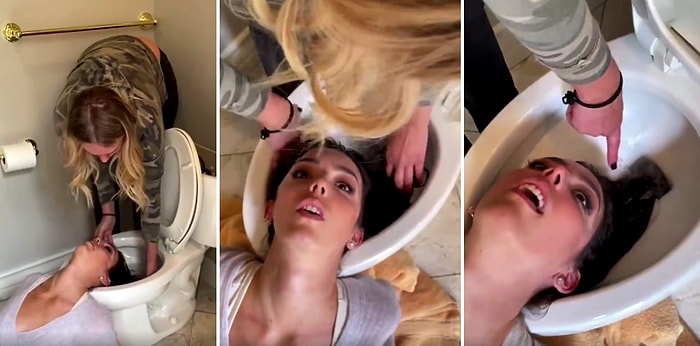 Ne Tarafa Kusuyoruz? Saçını Klozette Yıkayan Kadının Bi' Acayip Görüntüleri