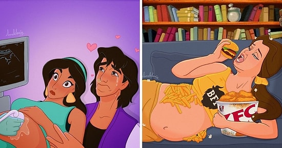 Рисуюя беременных принцесс Диснея, художница рассказывает о своем путешествии в ожидании ребенка (9 фото)