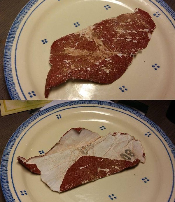 10. "Эта наждачная бумага - просто вылитый мясной стейк".