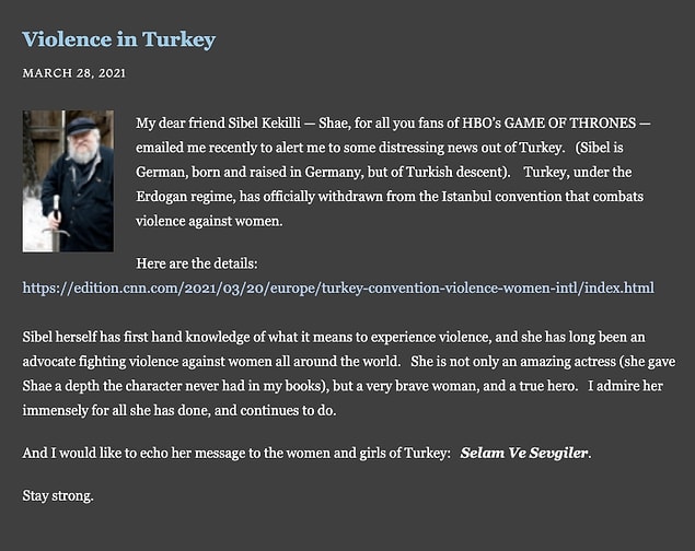 Martin attığı tweette blog yazısını da paylaştı: