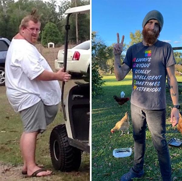 4. "Birçok doktor bana 40 yaşımı göremeyeceğimi söyledi. Sağdaki fotoğraf 40.yaş doğum günümde çekildi. Tam 150 kilo verdim."